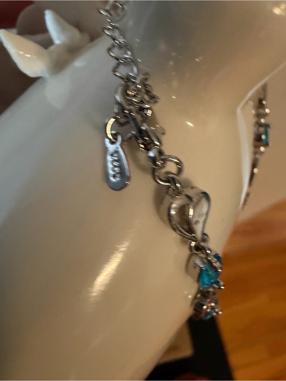 NEW 925 Sterling Silver Heart blue Bracelet - Picture 10 of 11